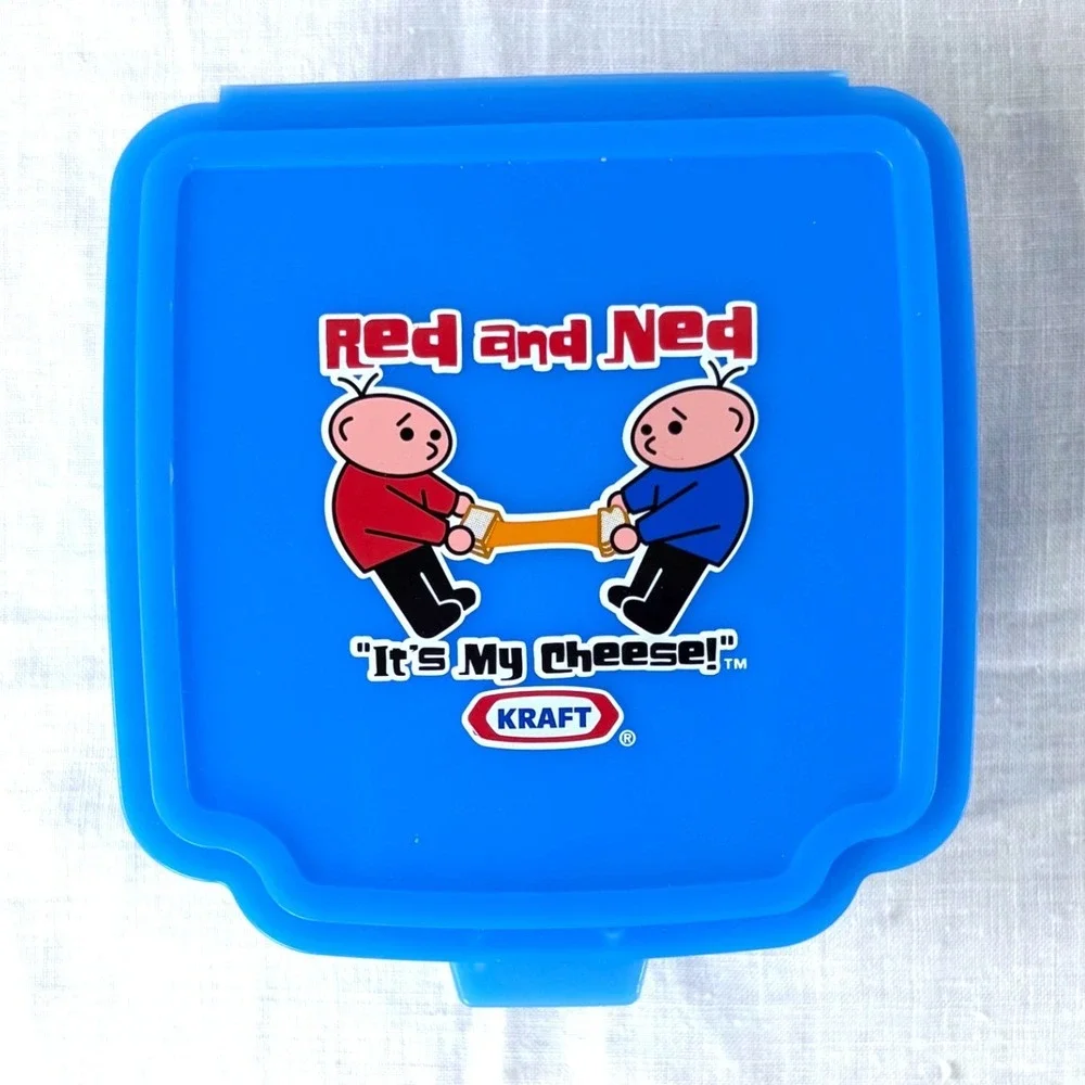 Vintage Kraft Red and Ned Blue Plastic Sandwich Container Its My Cheese Retro